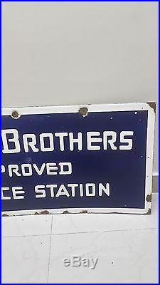 Dodge Brothers Service Station Double Sided Porcelain Vintage Sign Gas & Oil