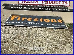 Early ORIGINAL Antique Vintage 6' FIRESTONE Tire Sign Car Truck OLD Gas Oil WOW