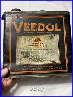 Early Vintage Original Veedol Tide Water Oil NY One Gallon Oil Can Automobile