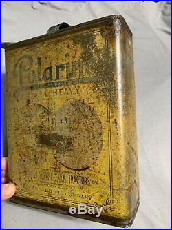 Early Vintage Polarine Standard 1 One Gallon Motor Oil Can Tractor, Boat, Car