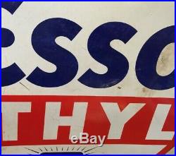 Esso Ethyl oil spirits enamel sign advertising decor mancave garage metal vintag