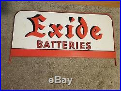 Exide Batteries Metal Sign Oil Gas Station Service Shop Vintage old Original Car