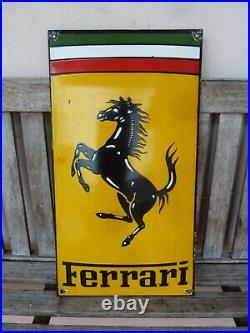 FERRARI Porcelain Sign Advertising Vintage Service 21 Domed Italy Garage Heavy