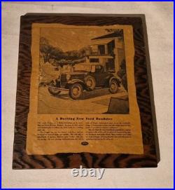 FORD 1920's Vintage 5 Advertisements Mounted on Wood Plaques