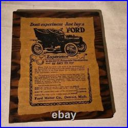 FORD 1920's Vintage 5 Advertisements Mounted on Wood Plaques