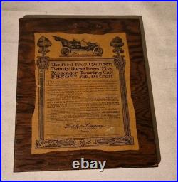 FORD 1920's Vintage 5 Advertisements Mounted on Wood Plaques