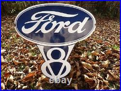 FORD Logo Porcelain Sign Vintage Car Advertising 24 Domed Old Garage US Shield