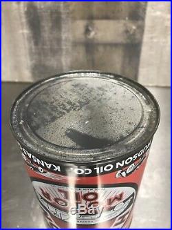 FULL! Great Condition VINTAGE Hudson Car Motor OIL CAN Quart Motor Oil Can