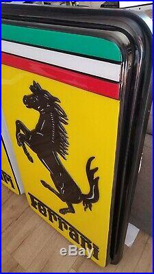 Ferrari Lighted Dealer Sign Vintage. Large 46 x 26 Bright. Black border