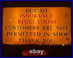 Fire Sale! Original Vintage auto repair/dealer sign fire damaged & restored