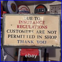 Fire Sale! Original Vintage auto repair/dealer sign fire damaged & restored