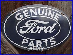 Ford Genuine Parts double sided Porcelain Sign vintage auto store advertising NR