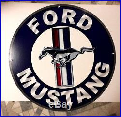 Ford Mustang Steel Sign 22 Inch Round Disk Vintage Garage Man Cave Decor