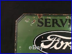 Ford Services Genuine Parts 1940's Vintage Porcelain 2 Sided Enamel sign
