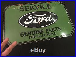 Ford Services Genuine Parts 1940's Vintage Porcelain 2 Sided Enamel sign