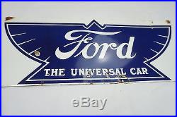 Ford The Universal Car Porcelain Sign Gas Oil Sign Dealer Vintage Grease