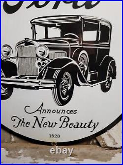 Ford Vintage Porcelain Sign 30 Large Gas Oil Antique Automobile Car Truck Sales