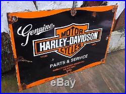 GENUINE HARLEY DAVIDSON MOTORCYCLE Porcelain sign Oil Gas old vintage auto