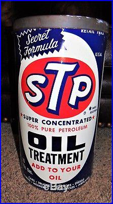 GIANT Vintage Auto STP Oil Treatment DISPLAY Garage Gas Station tin Can Sign