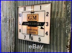 GM Chevrolet Dealership Lighted Pam Clock, Vintage Advertising Sign, GM Parts
