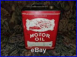 GREAT CAR & AIRPLANE GRAPHICS, Original Vintage Metal 2 Gallon Motor Oil Can