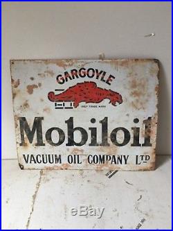 Gargoyle Mobil Oil Standard Vacuum Oil Company Sign Vintage Porcelain Enamel Old