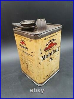 Gargoyle Mobiloil A Motor Oil 1 Quart Tin Can Vintage Automobilia Motoring