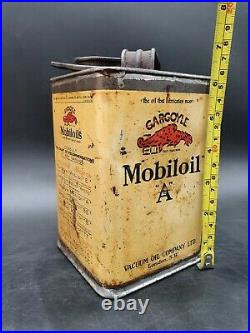 Gargoyle Mobiloil A Motor Oil 1 Quart Tin Can Vintage Automobilia Motoring