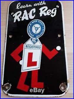 Gc Rac Reg Man Antique Old Vintage Enamel Advertising Sign Automobile Motoring