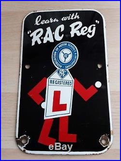 Gc Rac Reg Man Antique Old Vintage Enamel Advertising Sign Automobile Motoring