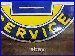 Giant Vintage Dealership Car Dealer Metal Porcelain Die Cut Sign 24 X 19