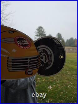 Giant Vintage Wynn's Race Car Lubrication Race Porcelain Sign Car Gas Oil Truck