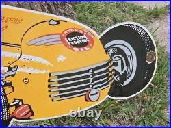 Giant Vintage Wynn's Race Car Lubrication Race Porcelain Sign Car Gas Oil Truck