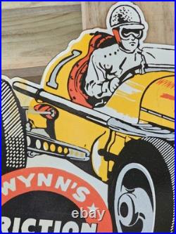 Giant Vintage Wynn's Race Car Porcelain Sign Car Gas Oil Truck 2 Feet Long