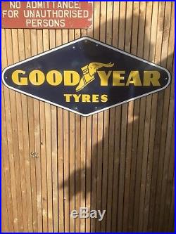 Good year Tyre ADVERTISING SIGN VINTAGE PORCELAIN ENAMEL RHOMBUS SHAPE