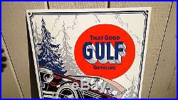 Gulf Supreme Motor Oil Lighthouse Porcelain Sign Touring Car Vintage ConceptsVC