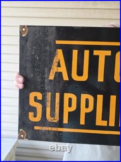 HUGE VINTAGE OILZUM MOTOR OILS AUTO SUPPLIES PORCELAIN SIGN 30 x 17