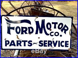 Hand Painted Antique Vintage Old Style FORD MOTOR CO Parts Service 18x36 Sign