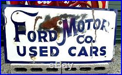 Hand Painted Antique Vintage Old Style FORD MOTOR CO USED CARS Gas 18x36 Sign