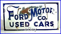 Hand Painted Antique Vintage Old Style FORD MOTOR CO USED CARS Gas 18x36 Sign