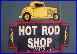 Hot rod vintage porcelain sign gas and oil. Signs
