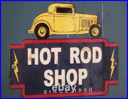 Hot rod vintage porcelain sign gas and oil. Signs