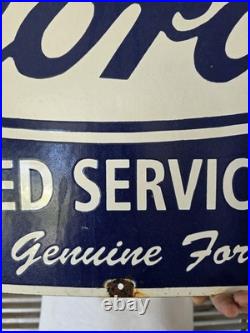 Huge Vintage Your Local Ford Authorized Service Station Porcelain Sign 36 X 20