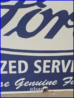 Huge Vintage Your Local Ford Authorized Service Station Porcelain Sign 36 X 20