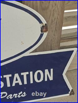 Huge Vintage Your Local Ford Authorized Service Station Porcelain Sign 36 X 20