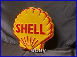 Illuminated Shell Gas Sign Vintage Car Sign Automobilia Gas & Oil