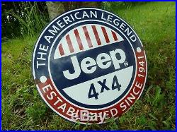 JEEP Porcelain Sign Advertising Vintage Service 20 Domed old Willys 4x4 USA