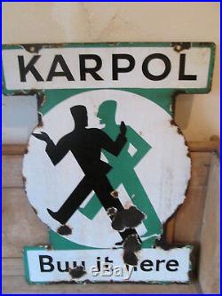 Karpol car polish enamel sign. Automobilia. Shell. Esso. Vintage sign. Garage sign