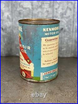 Kenmore Aero Craft Quart Oil Can Vintage Race Car Airplane Atlantic Coast
