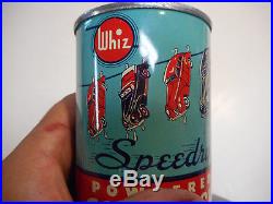 L1627- Vintage 6 OZ WHIZ SPEEDRY POWDERED CAR WASH OIL TIN METAL SIGN CAN